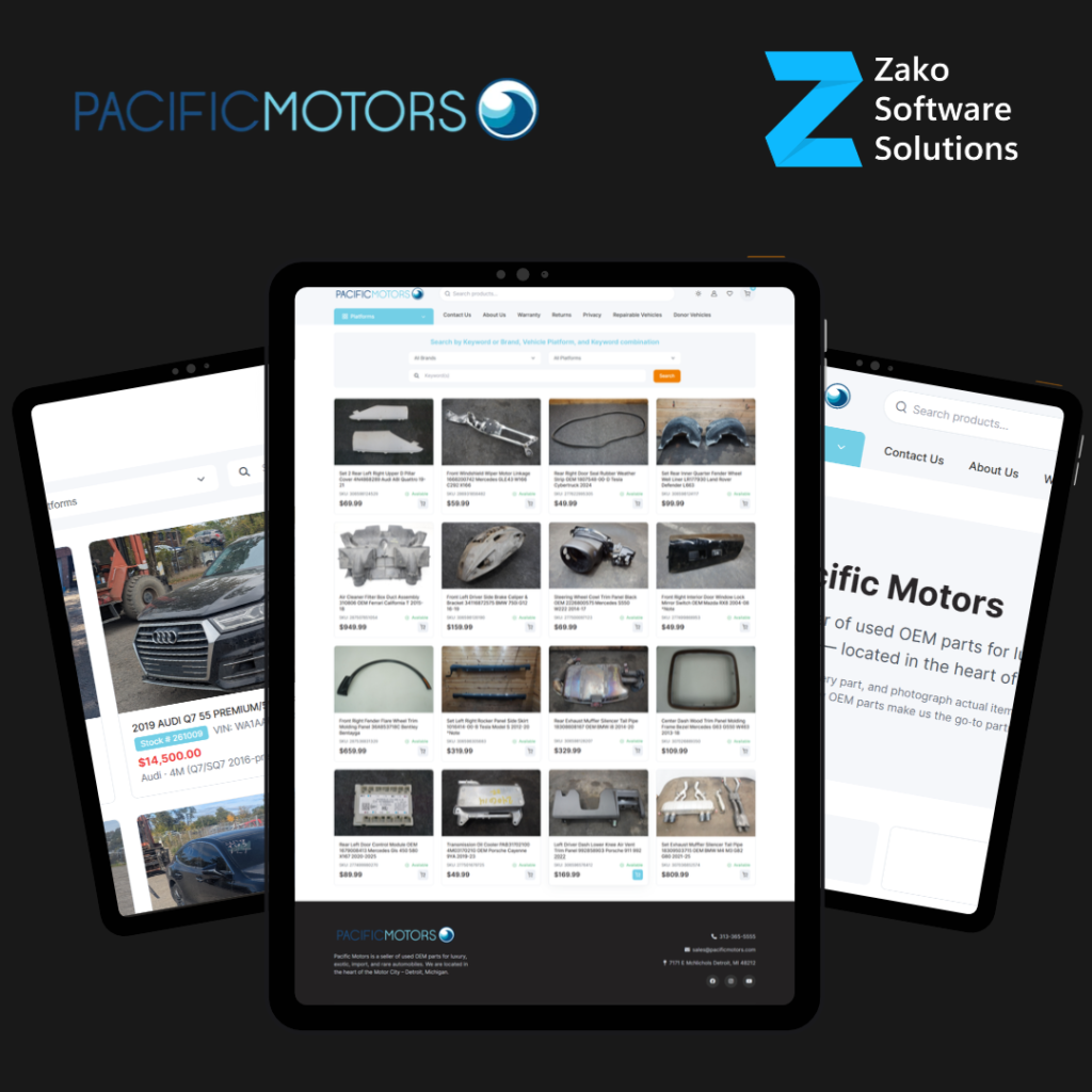 Pacific Motors ERP & Ecommerce | Zako Software Solutions
